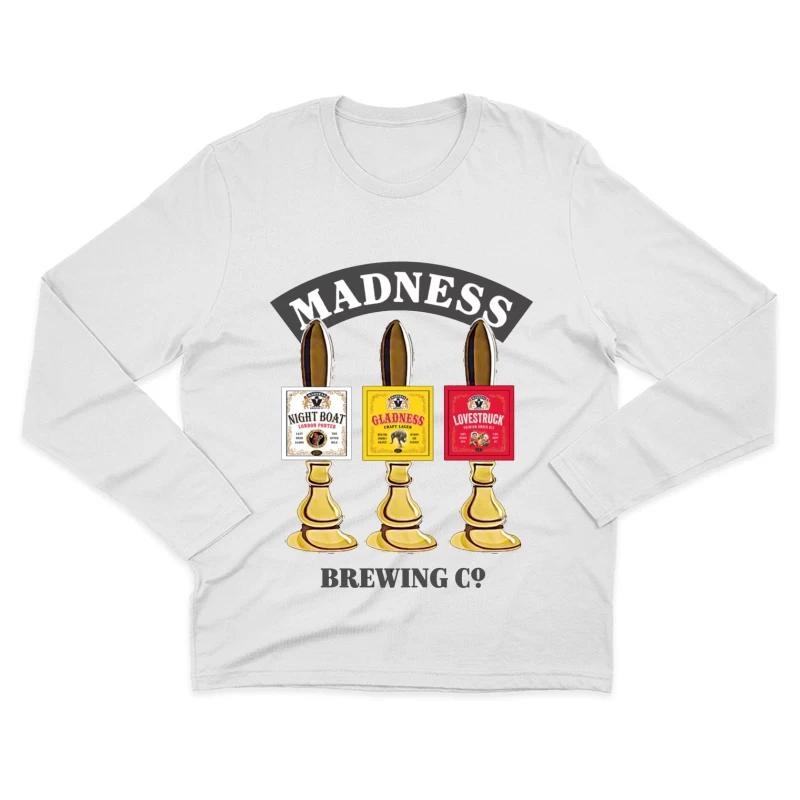 Madness Brewing Company Beer Tap Handles with Classic Labels Male Long Sleeve T-Shirt