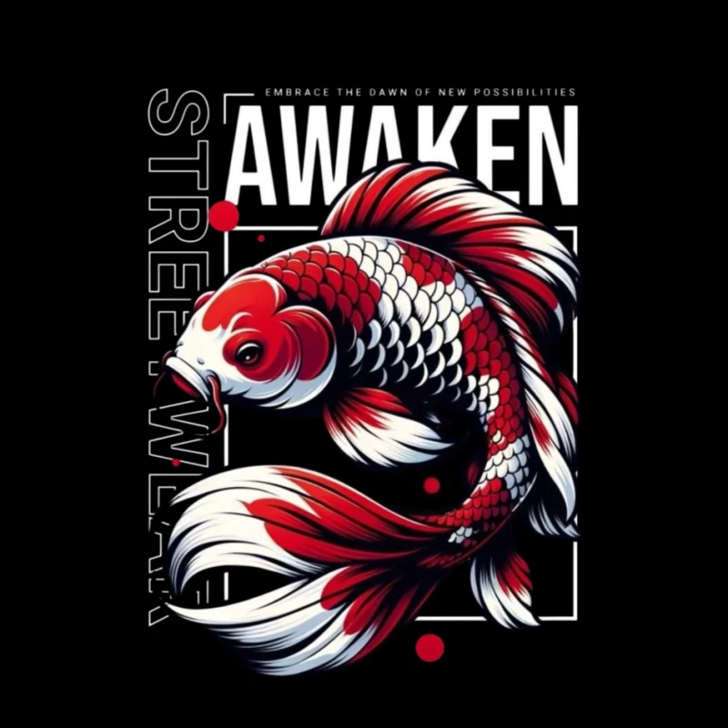 Koi Fish Art with Awakening Theme Pin