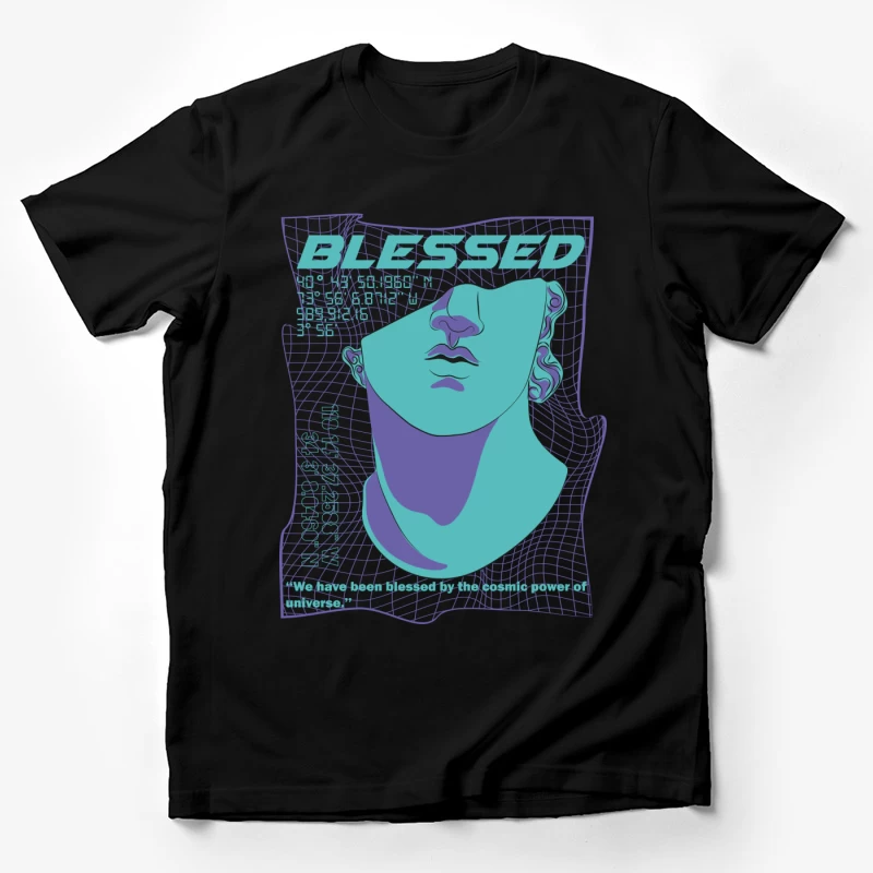 Futuristische Venus-Büste mit Segensbotschaft Herren T-Shirt
