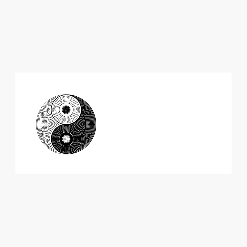 Intricate Yin Yang Maze Symbol: Balancing Geometry in Black and White Coffee Mug
