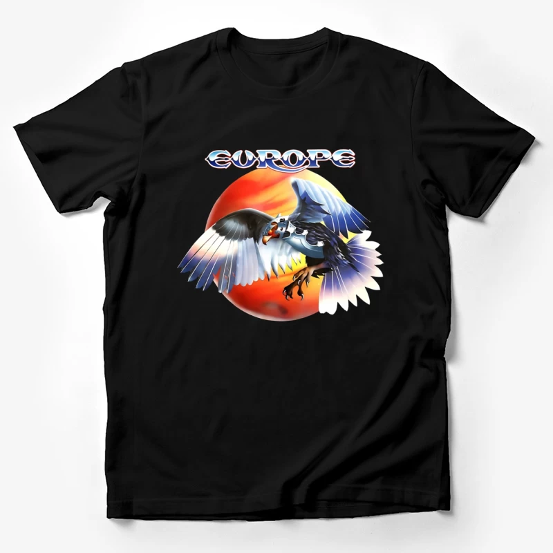 Europe Band Logo with Majestic Eagle Against Sunset Male T-Shirt