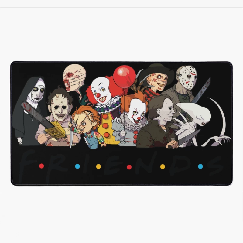 Horror Characters Parodying Friends Desk Mat