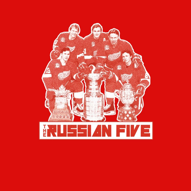 The Russian Five: Legendary Detroit Red Wings Hockey Unit with Championship Trophies Male Tank Top