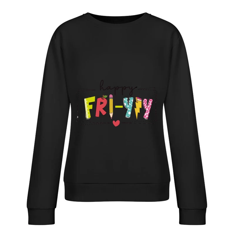 Fröhlicher Freitag Design mit Symbolen Damen Pullover Sweatshirt