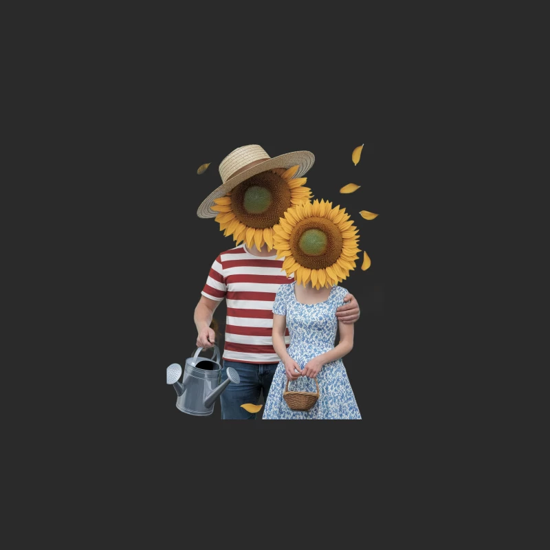 Whimsical Sunflower Couple's Summer Garden Baseball Cap