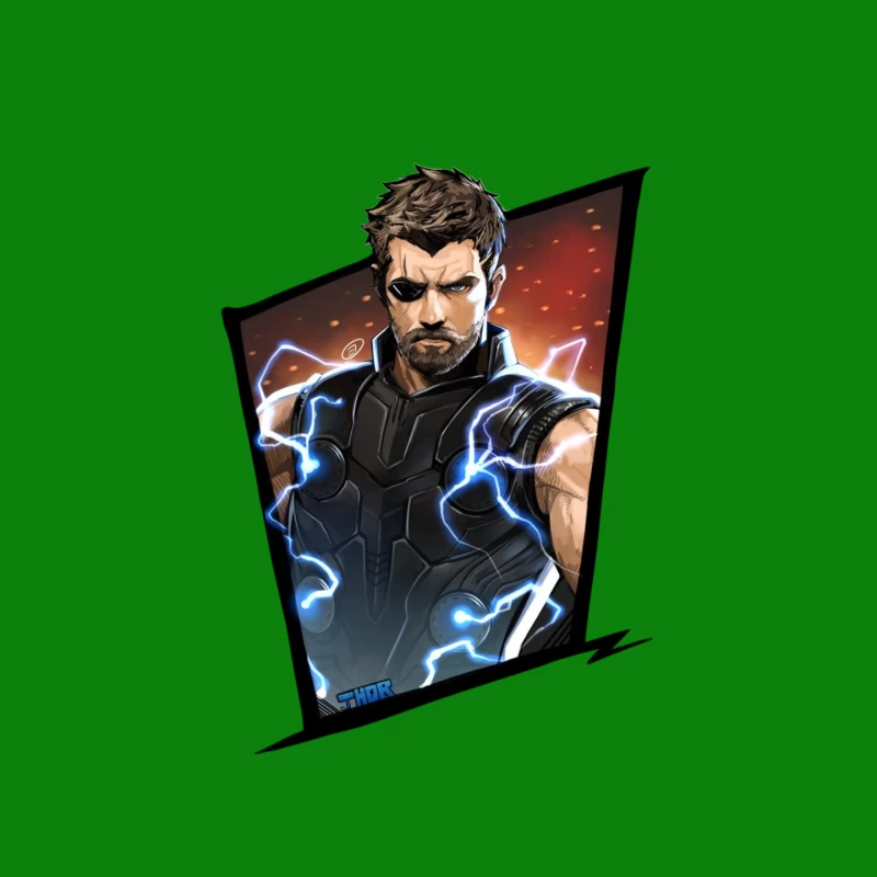 Superhero Character with Lightning Effects Mouse Pad