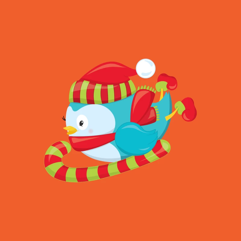 Oiseau mignon en hiver avec bonnet et écharpe Femme T-Shirt