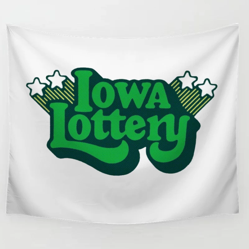 Vintage-Style Iowa Lottery Green Logo with Stars Tapestry