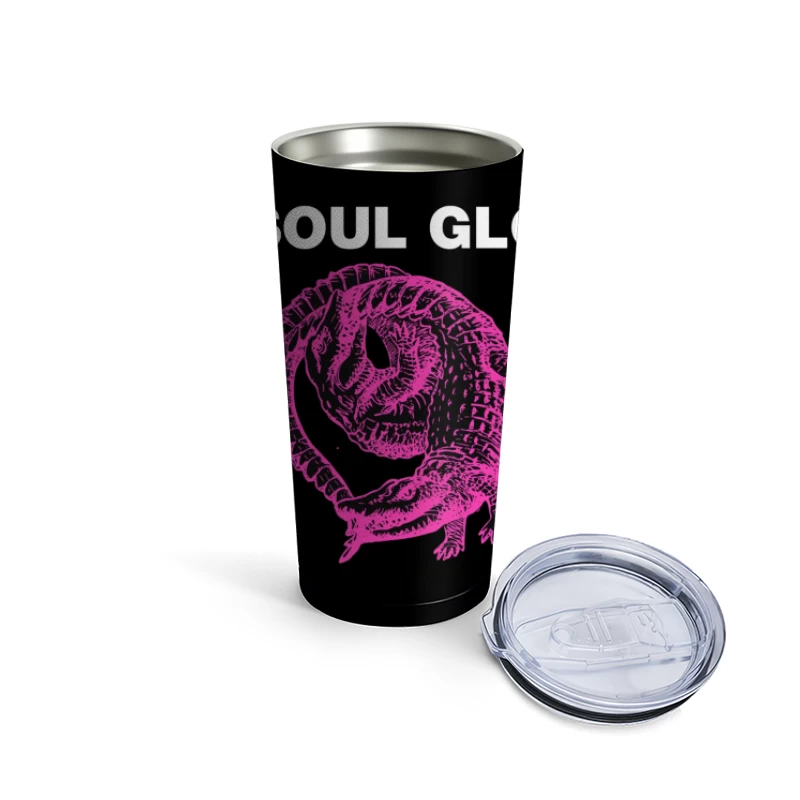 Pink Skeletal Alligator Soul Glo Design Travel Mug