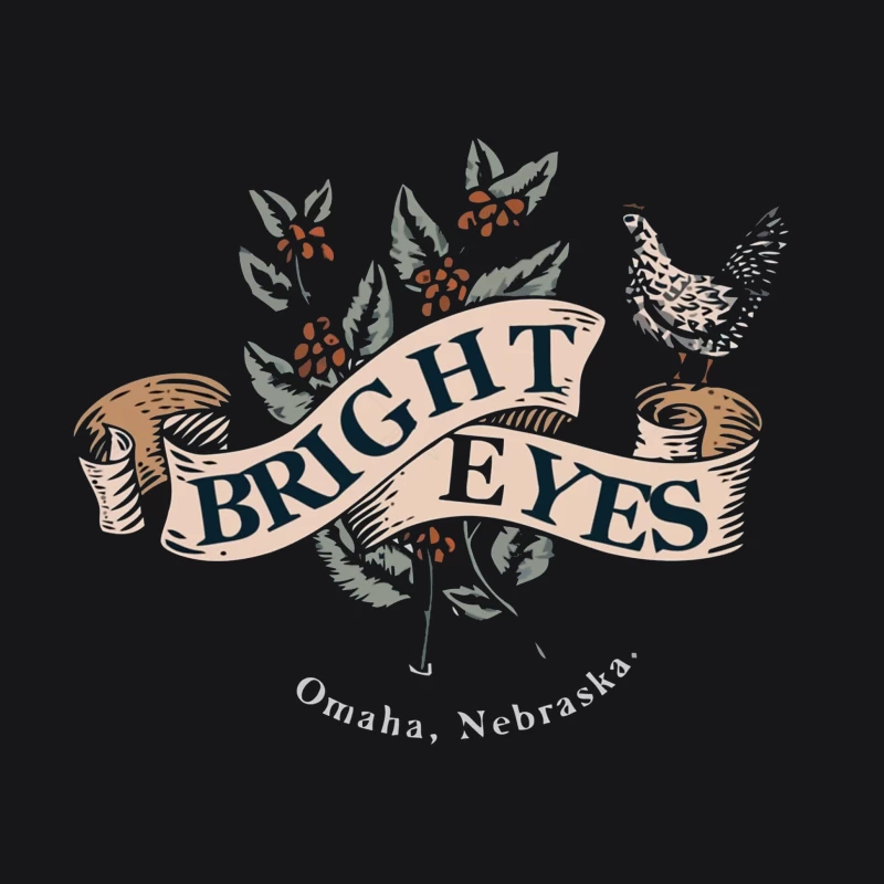 Bright Eyes Vintage Botanical Banner Design from Omaha Male Pullover Hoodie