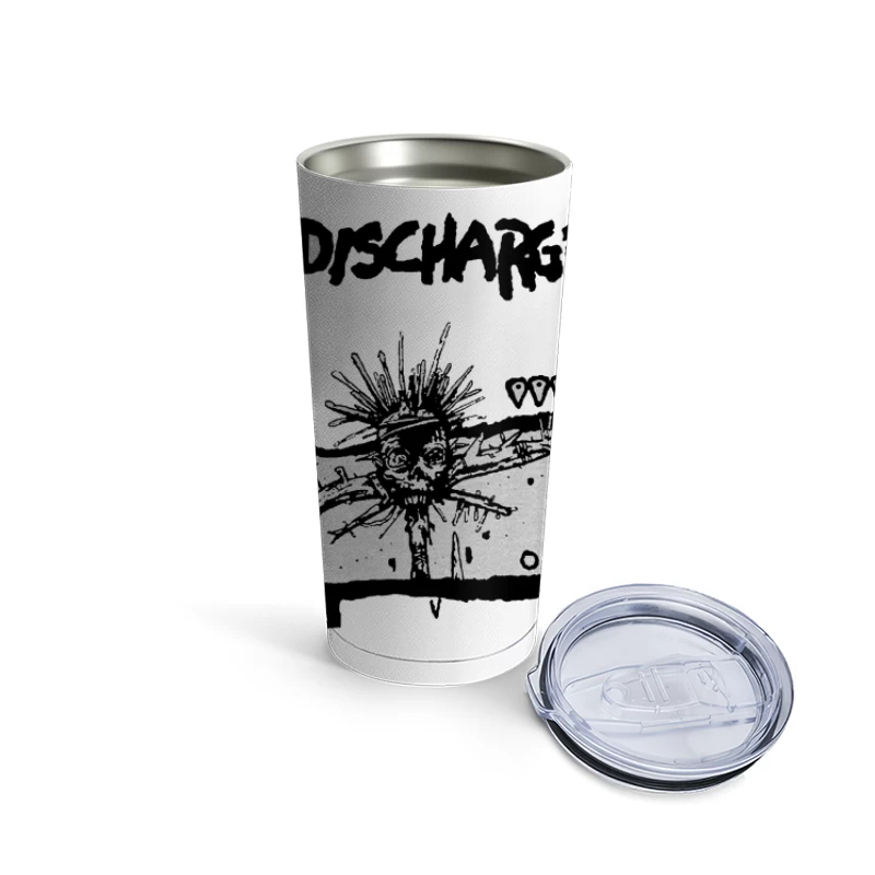 Discharge Punk Band Skull Logo Artwork Travel Mug