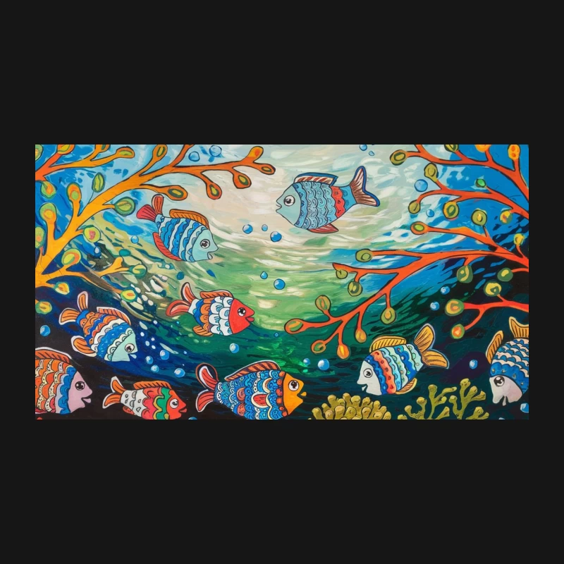 Vibrant Underwater Fantasy: Colorful Fish in Coral Paradise Desk Mat
