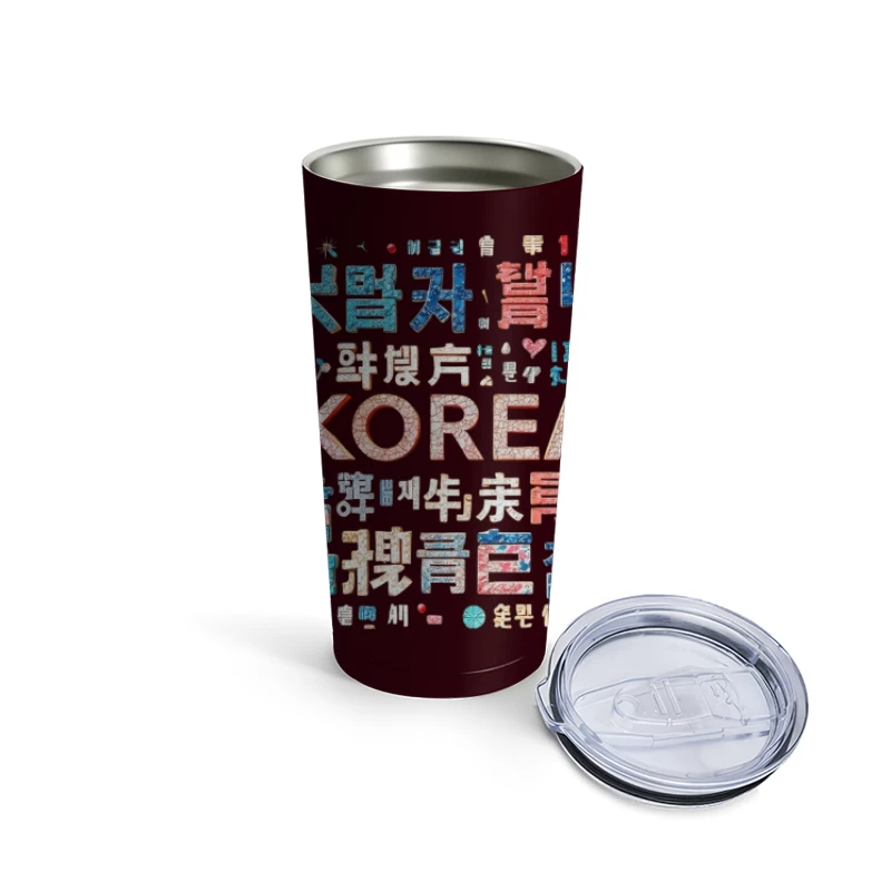 Artistic Korean Typography and Cultural Design Travel Mug