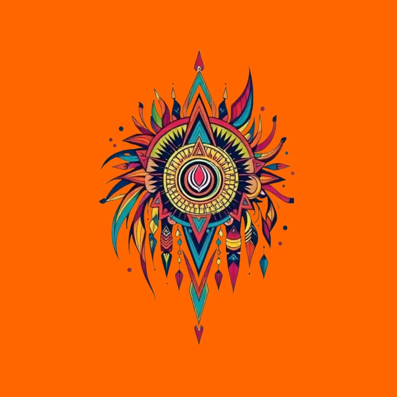 Vibrant Tribal Mandala Art Throw Pillow