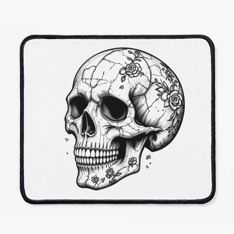 Artistic Skull with Floral Details Mouse Pad