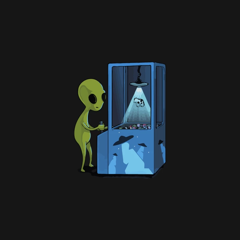 Alien's Cosmic Claw Machine: UFO Abduction Parody Desk Mat
