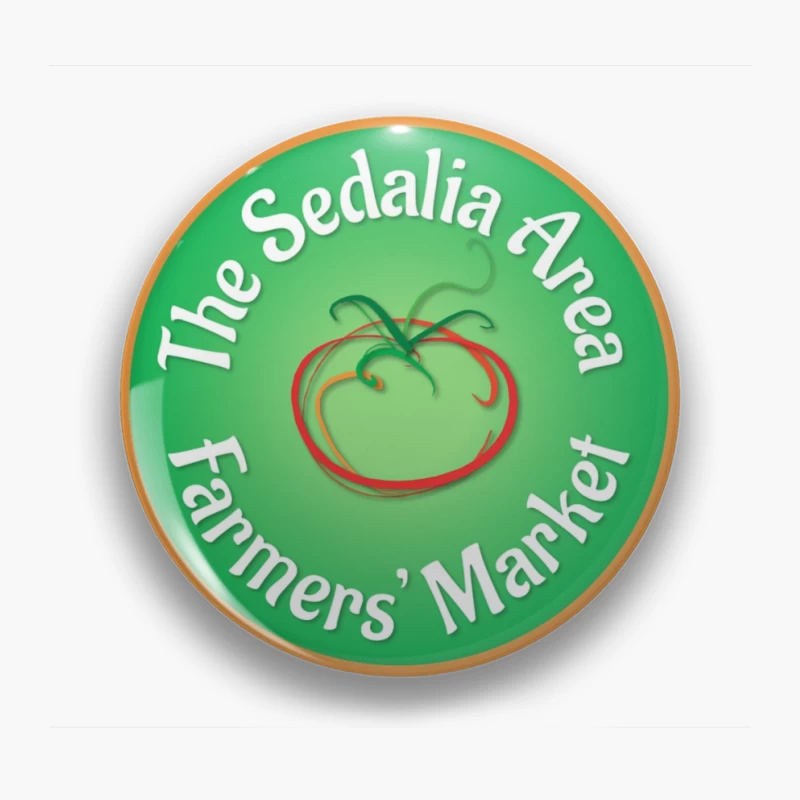 Sedalia Area Farmers' Market Circular Green Logo with Tomato Design Pin