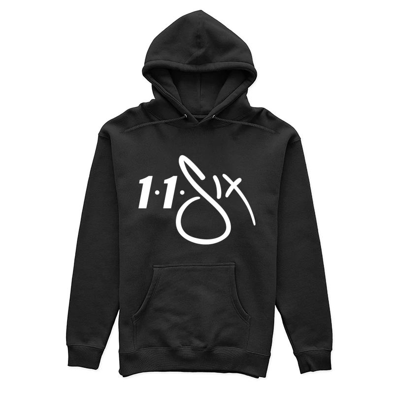 White Minimalist Number 11 Logo Outline Female Pullover Hoodie