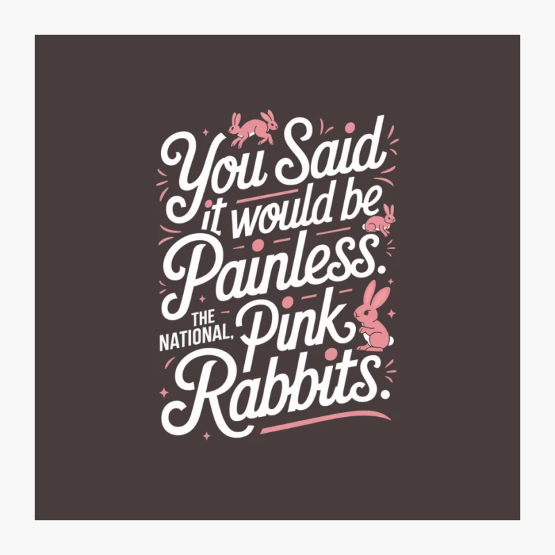Cute Pink Rabbit Minimalist Typographic Illustration Pin