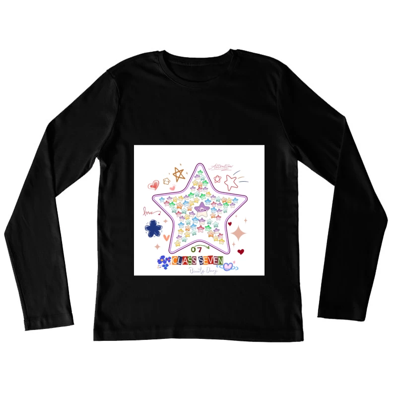 Buntes Stern-Collage-Design Damen Langarm T-Shirt