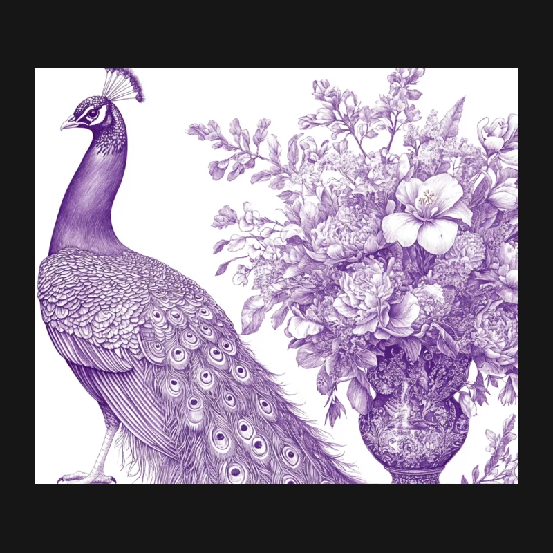 Vintage Purple Peacock with Floral Arrangement Mouse Pad