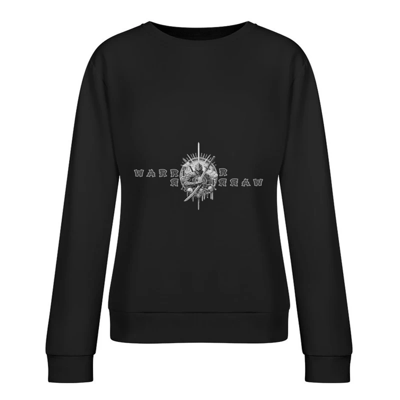 Medieval Knight Warrior Mirror Emblem Design Female Pullover Sweatshirt