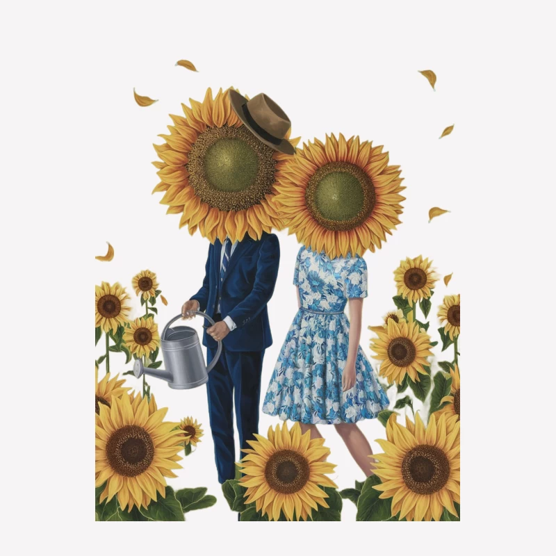 Surreal Sunflower Couple in Garden Female T-Shirt