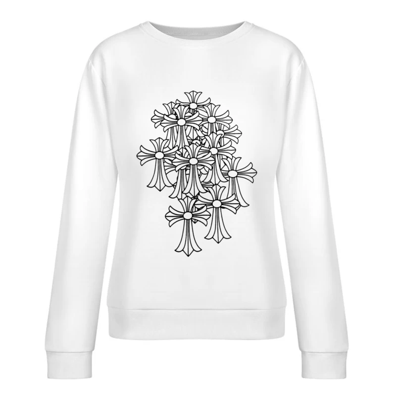 Mehrfache Schwarze Kreuze Damen Pullover Sweatshirt
