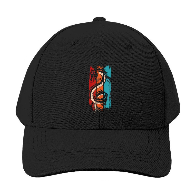 Tri-Color Dragon: Retro Tribal Vibes Baseball Cap