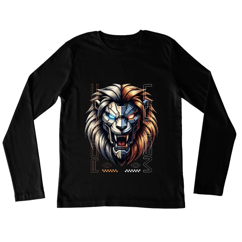 Cyberpunk Lion with Mechanical Face Female Long Sleeve T-Shirt