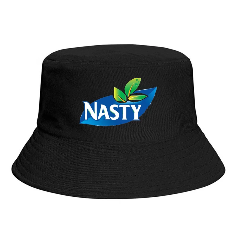 Nasty Brand Logo with Blue Banner and Green Leaf Emblem Bucket Hat