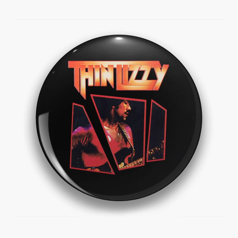 Thin Lizzy Vintage Concert Album Art with Red Typography Pin