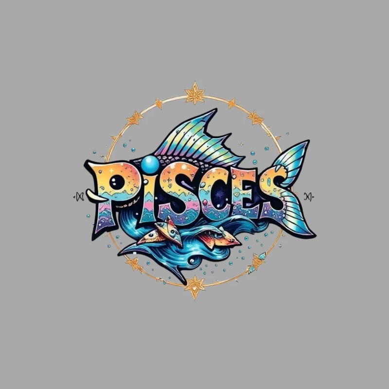 Colorful Pisces Zodiac Illustration Male Pullover Hoodie