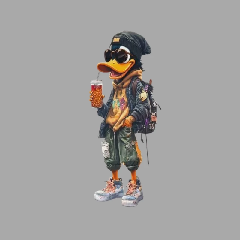 Cool Cartoon Duck with Sunglasses Male Pullover Hoodie