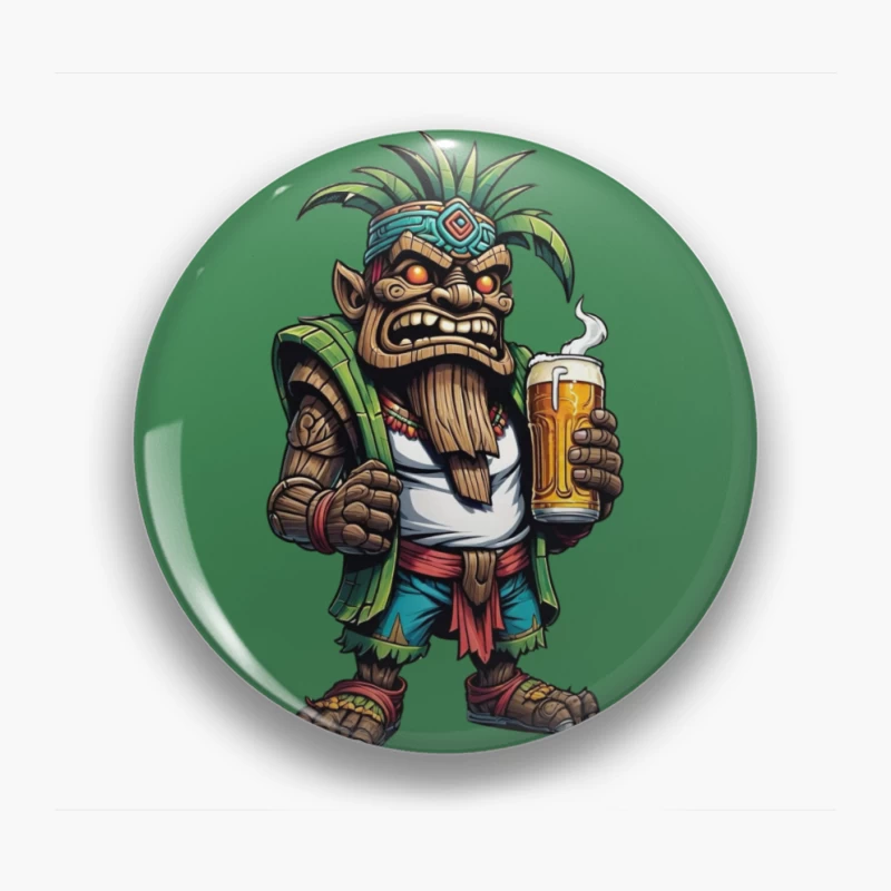 Angry Tribal Character with Beer Pin