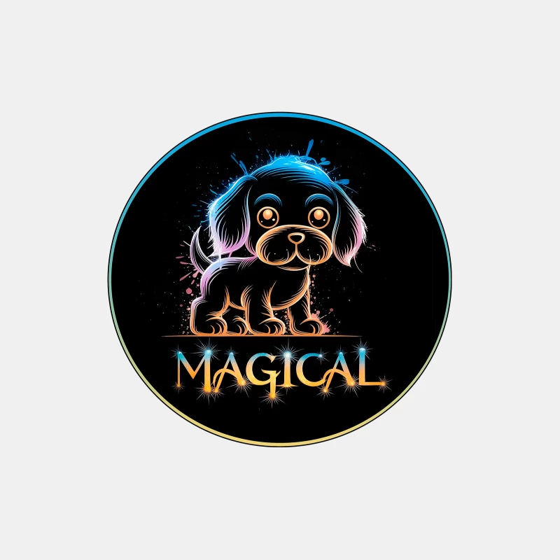 Magical Neon Puppy Art Male Tank Top