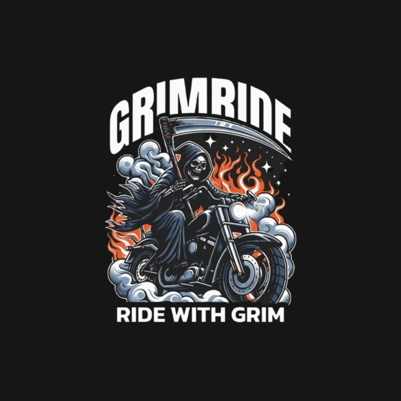 Grim Reaper's Fiery Motorcycle Ride Male Long Sleeve T-Shirt