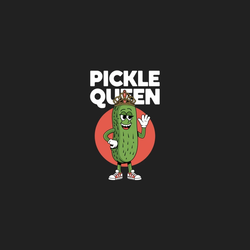 Royal Cucumber Mascot Character with Crown and Sneakers Bucket Hat