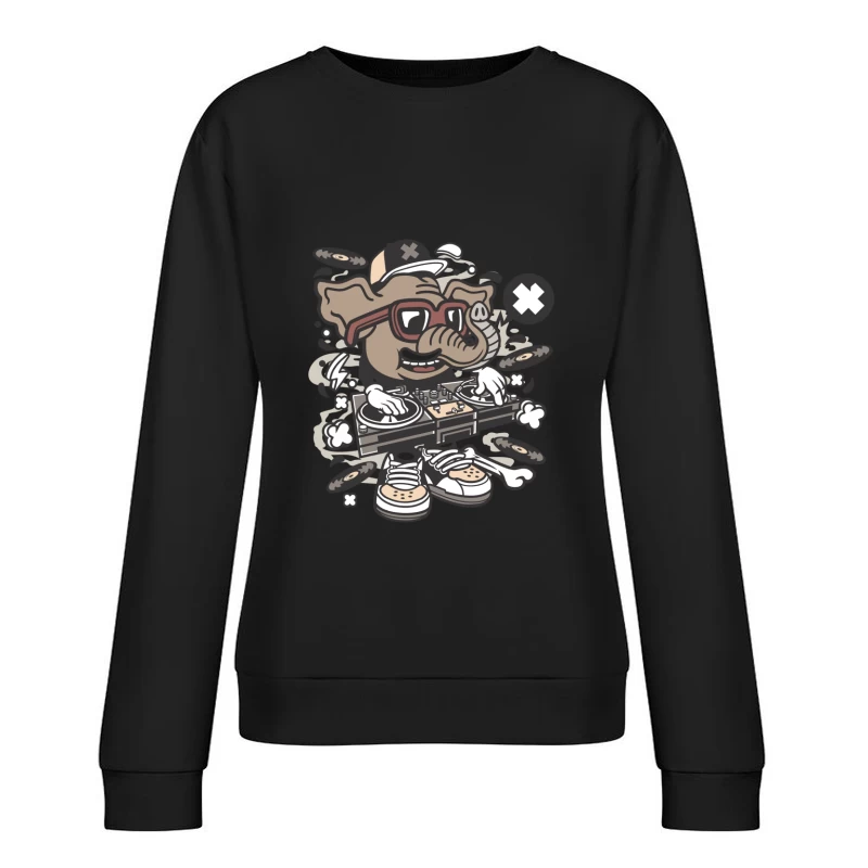 Éléphant DJ avec platines Femme Sweat-shirt à enfiler