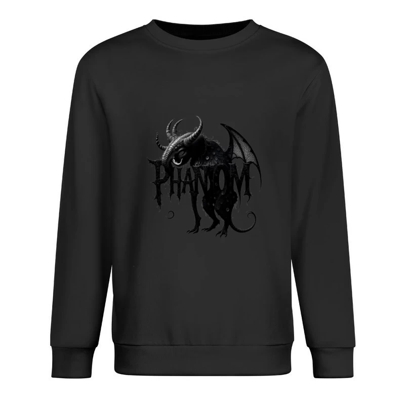 Gothic Phantom Beast with Horns and Wings Dark Art Illustration Male Pullover Sweatshirt