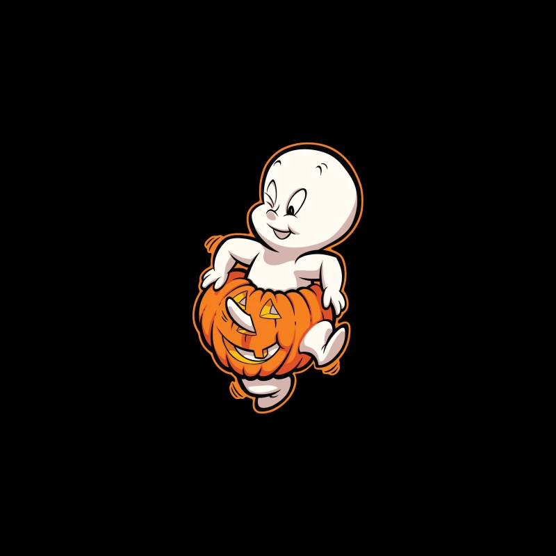 Casper the Friendly Ghost in a Pumpkin Costume Desk Mat