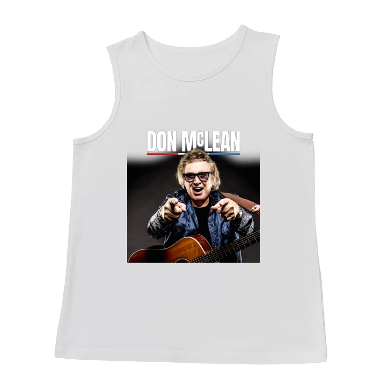 Energetic Musician Performing with Acoustic Guitar in Blue Jacket Male Tank Top