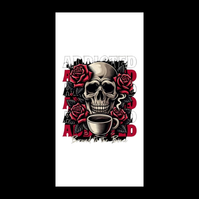 Gothic Skull with Roses and Coffee - "Brewed to the Bone" iPhone Case