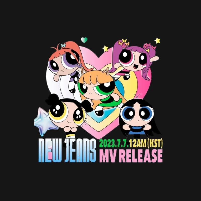 New Jeans Musikvideo Veröffentlichung mit Powerpuff Girls Design Herren T-Shirt