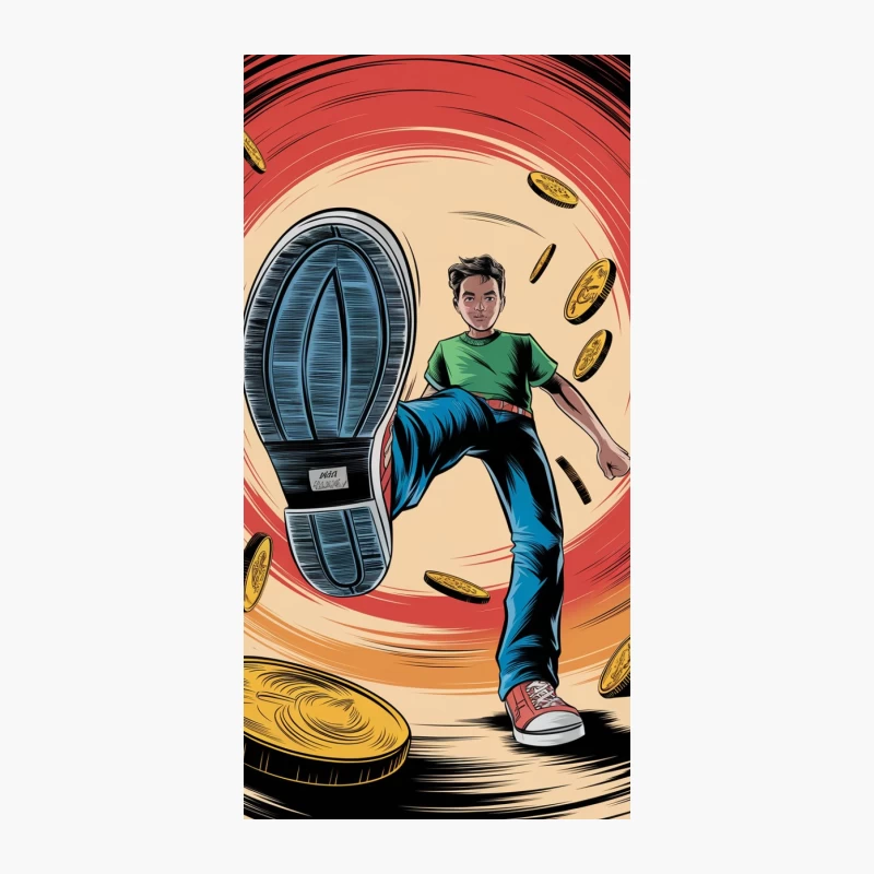 Youthful Energy: Cartoon Illustration of Cryptocurrency Rush iPhone Case