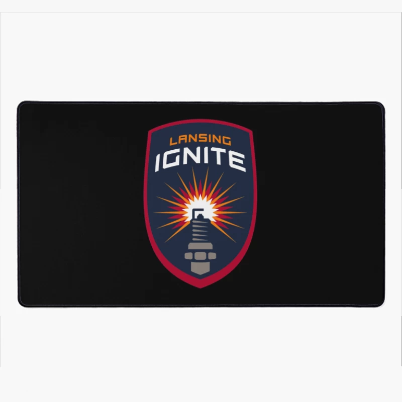 Lansing Ignite Soccer Team Shield Logo with Lighthouse Emblem Desk Mat