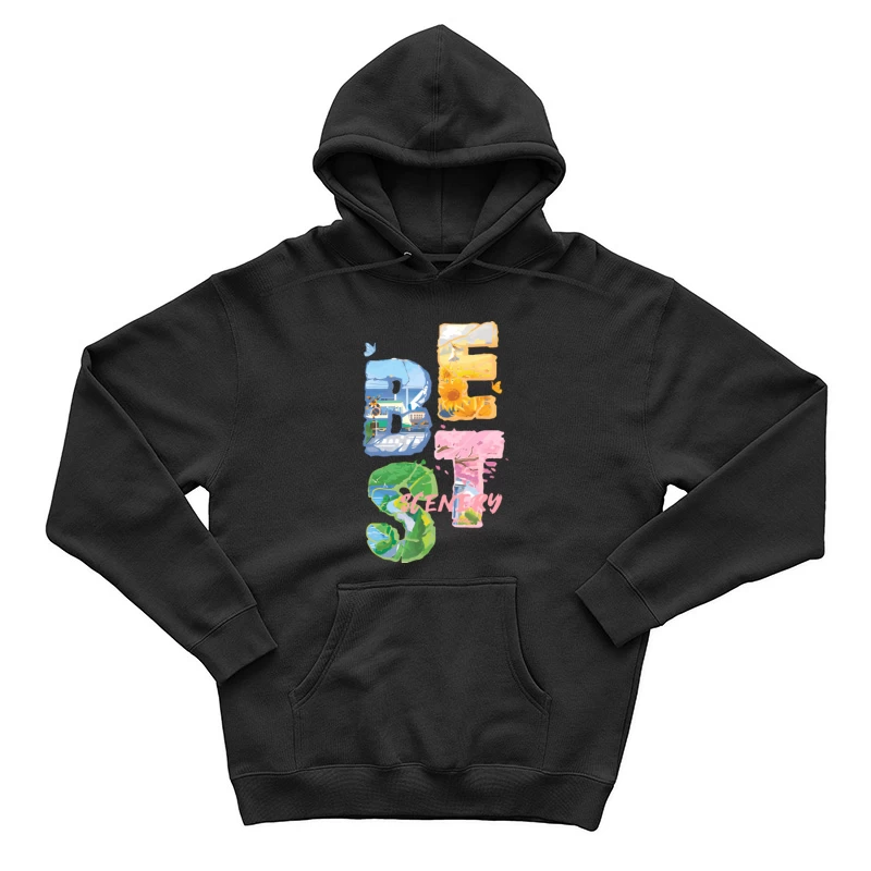 Bunte Landschaftsgrafik Herren Pullover Hoodie