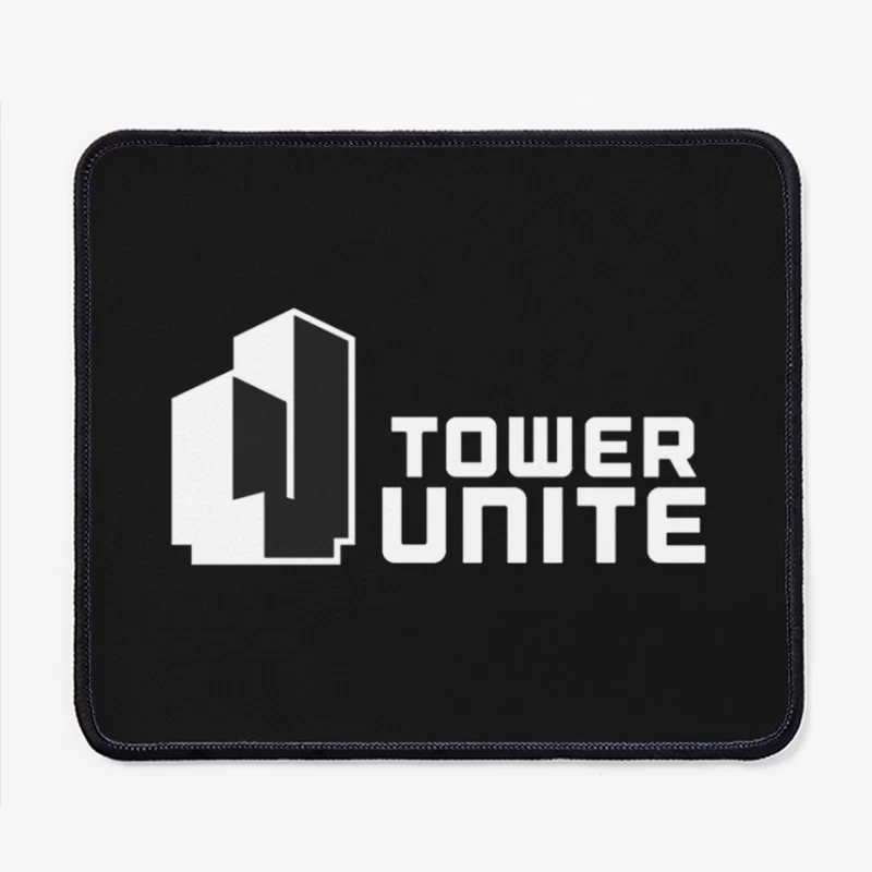 Minimalist Tower Unite Logo Design in Black and White Mouse Pad