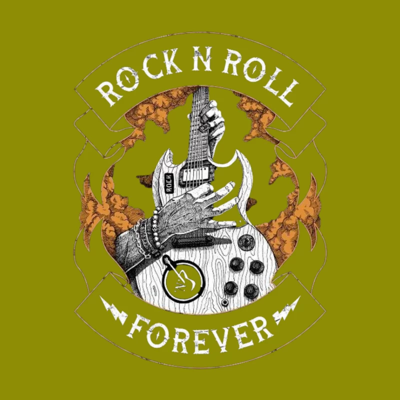 Rock N Roll Forever Graphic Design Throw Pillow