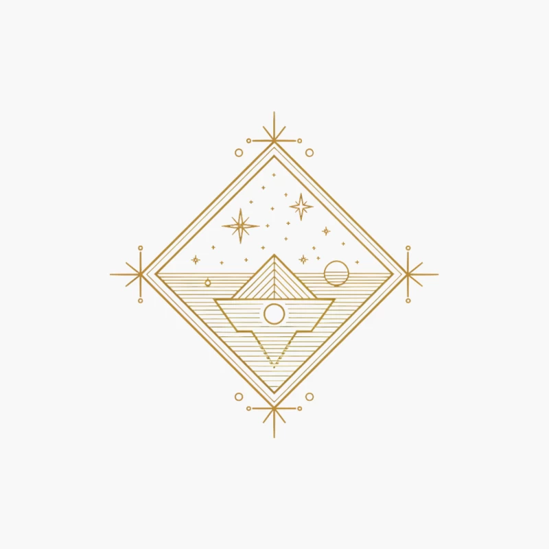 Celestial Pyramid: Minimalist Geometric Line Art Cotton Tote Bag